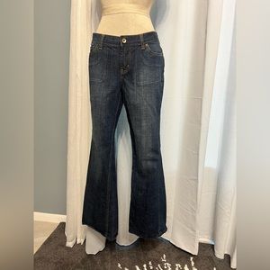 X2 Denim Laboratory Women’s Flare Jeans Size 8 Short  Dark Wash 70s Style